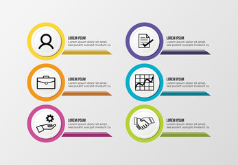 Modern Vector Infographics Elements Design Template. Business Data Visualization Timeline with Step Option and Marketing Icons can be used for workflow layout, presentation, diagram, annual reports