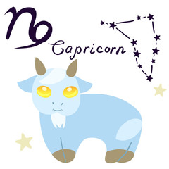 Capricorn zodiac sign in cartoon style isolated on white background vector
