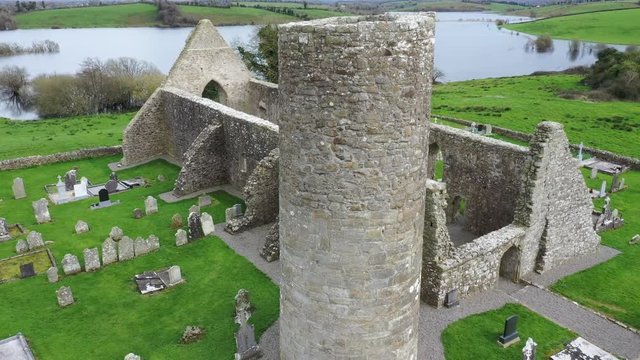 Drumlane Abbey and round tower