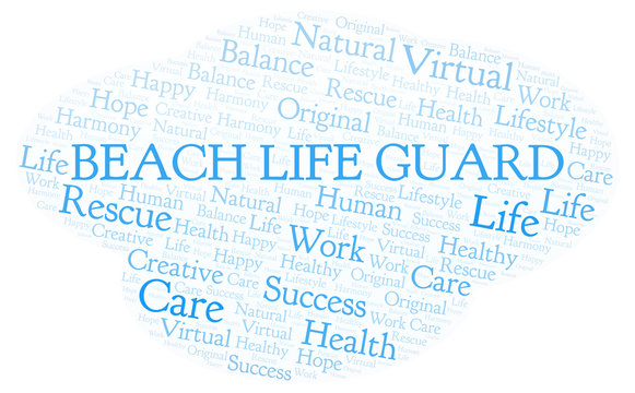 Beach Life Guard word cloud.