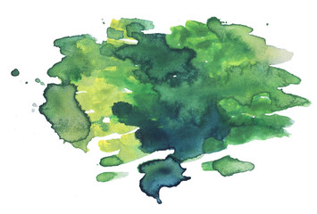 Watercolor green abstract background. Green watercolor blot.