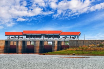 Floodgates of Lam Pao Dam, Thailand