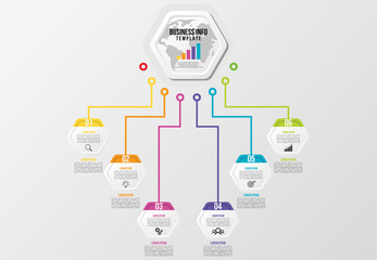 Modern Vector Infographics Elements Design Template. Business Data Visualization Timeline with Step Option and Marketing Icons can be used for workflow layout, presentation, diagram, annual reports