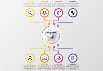 Modern Vector Infographics Elements Design Template. Business Data Visualization Timeline with Step Option and Marketing Icons can be used for workflow layout, presentation, diagram, annual reports