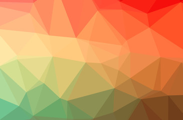 Illustration of abstract Green, Orange, Pink, Red horizontal low poly background. Beautiful polygon design pattern.