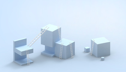 Modern Box Ideas business  Concept and Game on pastel blue background - 3d rendering
