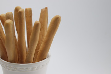 Grissini, Italain Bread Sticks on White Background
