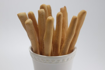 Grissini, Italain Bread Sticks on White Background