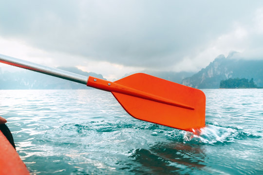 Kayak paddle close up image