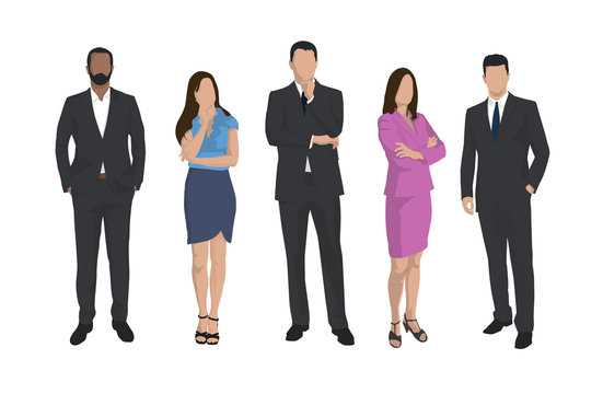 Business men and women, group of isolated vector iilustrations, business people flat design