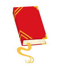 Vector red book icon. Notebook with bookmark.