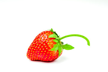 Strawberry (Fragaria x ananassa Duchesne) are fresh red fruit. rich in vitamins have a taste sour and sweet on isolated white background and clipping path