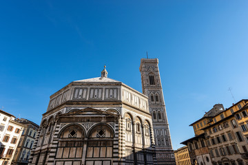Fototapeta na wymiar Florence Cathedral - Bell Tower of Giotto and Baptistery