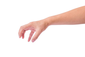 Male hand clipping path on white background