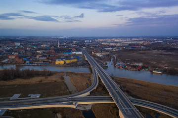 Aerial view of the road junction near new stadium, Kaliningrad, Russia