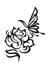  トライバルのデザイン。バラの花。ファッションタトゥー。ステッカー。