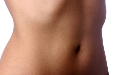 Fototapeta na wymiar abdomen de mujer, vientre femenino aislado en fondo blanco