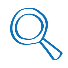 Handgezeichnete Lupe in dunkelblau