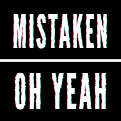 Mistaken Oh yeah slogan, Holographic and glitch typography, tee shirt graphic, printed design.