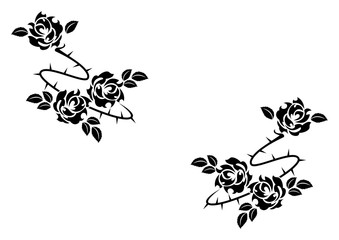  トライバルのデザイン。バラの花。ファッションタトゥー。ステッカー。