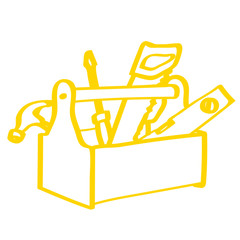 Handgezeichneter Werkzeugkoffer in gelb