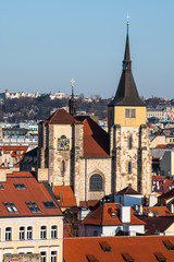 Fototapeta premium View of colorful old town and Prague castle with river Vltava, Czech Republic
