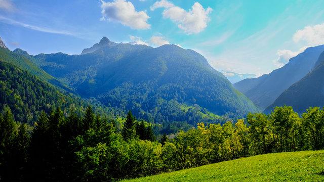 Mountain Trekking Day at the Vajont dam. Vajont, Italy. September 2018