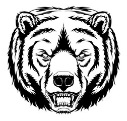 Monochrome anger bear head