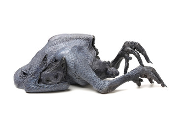 Whole Black Chicken, Silkie, Isolated On White Background