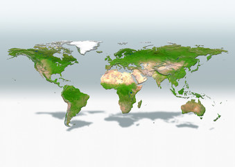 natural world map in relief depiction with europe in the centre