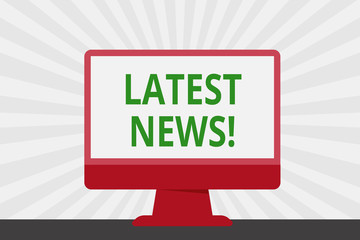 Handwriting text Latest News. Conceptual photo something that is most recent or currently just happened Blank Space Desktop Computer Colorful Monitor Screen Freestanding on Table