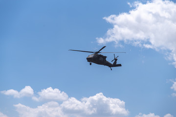 Fototapeta na wymiar Helicopter in flight at Mt. Pinatubo