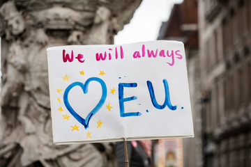 We will always love European Union banner at a demonstration in London