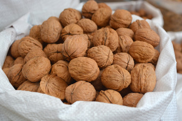 Bags full of walnuts.