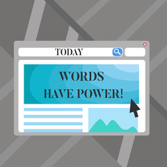Word writing text Words Have Power. Business photo showcasing as they has ability to help heal hurt or harm someone Blank Template of Pastel Colorful Website Layout Design for Homepage Format