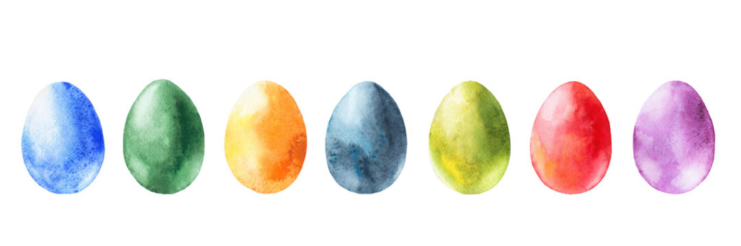Watercolor set of easter eggs