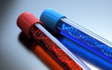 Test tube with DNA moleculeon abstract background,3d rendering,conceptual image.