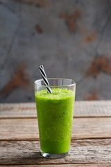 Green smoothie with vegetables for healthy, raw, vegan diet