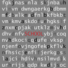 Background from the English alphabet and the word school.