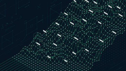 Growth data visualization on a relief grid, futuristic business infographics