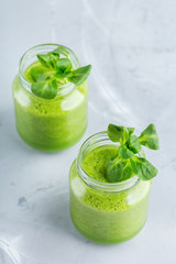Green smoothie with vegetables for healthy, raw, vegan diet