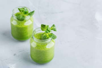 Green smoothie with vegetables for healthy, raw, vegan diet