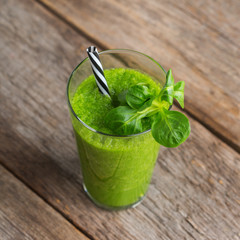 Green smoothie with vegetables for healthy, raw, vegan diet