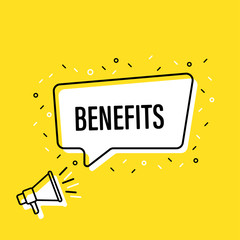 Benefits written on yellow background 