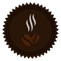 Logo of coffee. Icon or label for coffee. Vector emblem of black coffee.