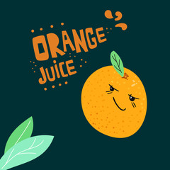 Orange juice flat hand drawn vector illustration