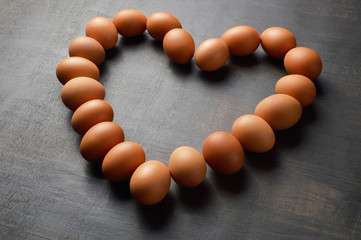 Eggs lined up in heart shape
