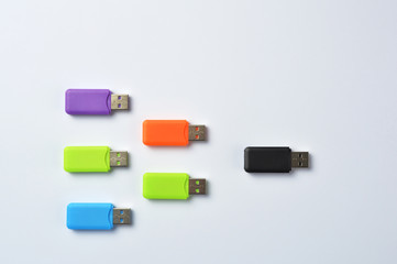 Leadership concepts with multi colored usb sticks	