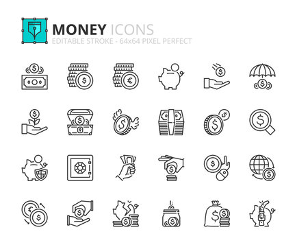 Outline icons about money