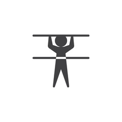 Gymnastic horizontal bar athlete vector icon. filled flat sign for mobile concept and web design. Horizontal bar and man glyph icon. Summer sport symbol, logo illustration